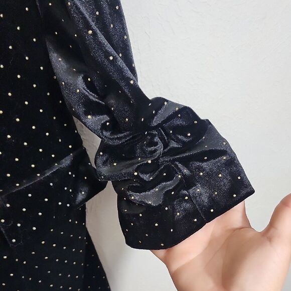 Meg & Margot Black Velvet Blazer with Polka Dot Pattern Size M NWT - Picture 5 of 7